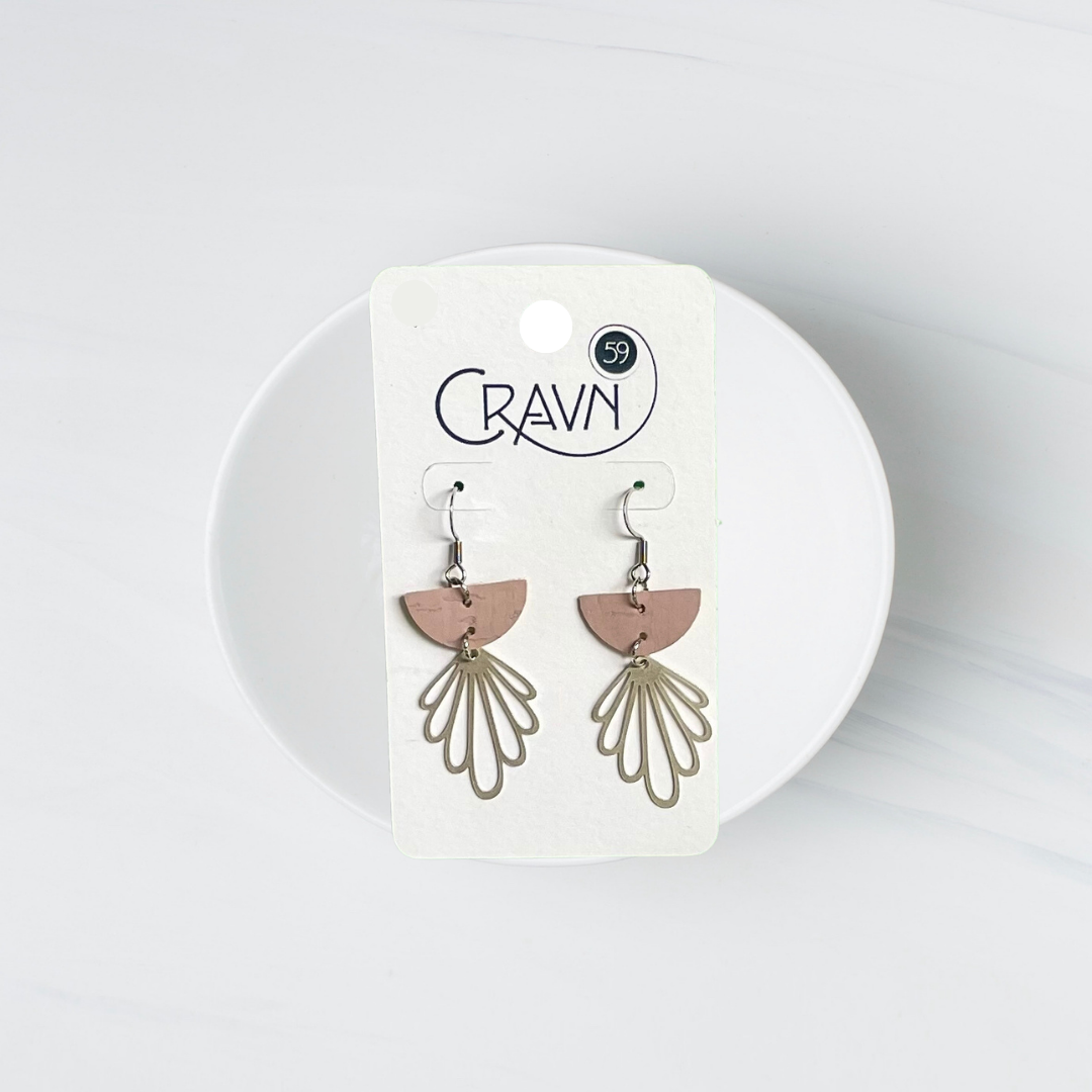 Cork & Silver Flower Earrings