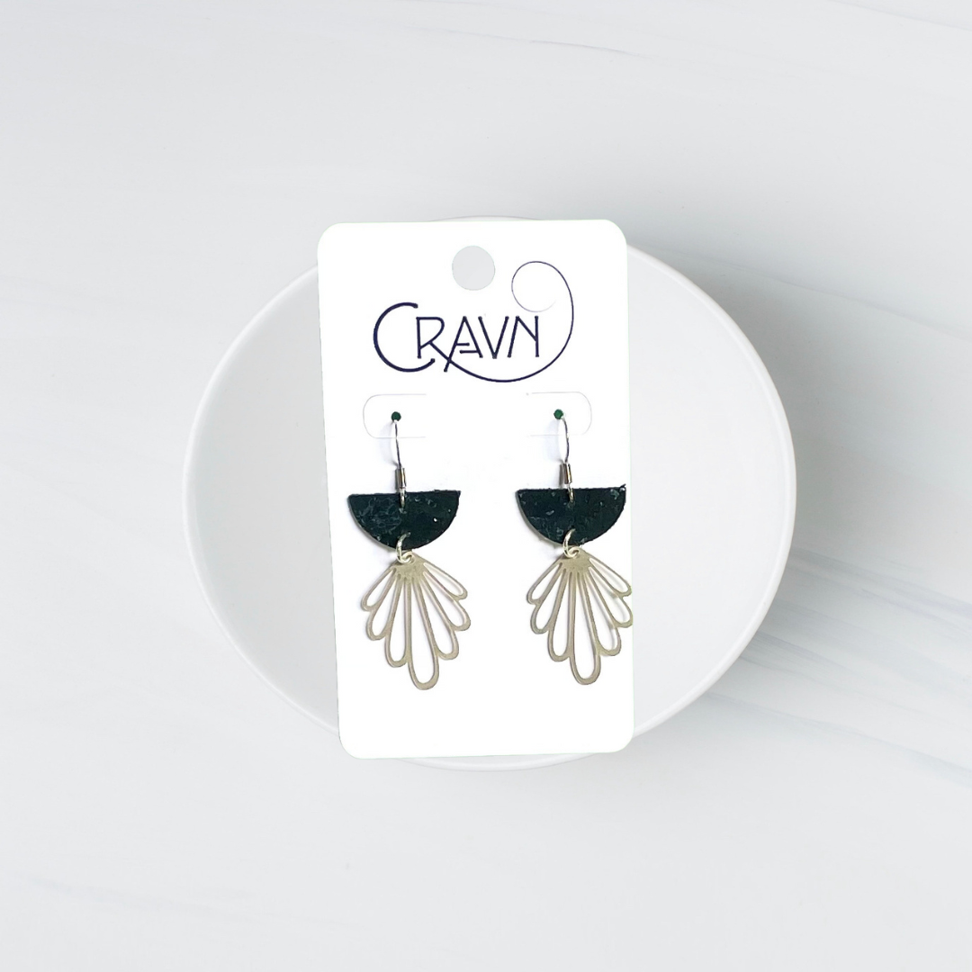 Cork & Silver Flower Earrings