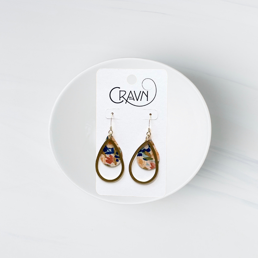 Leather & Brass Teardrop Earrings