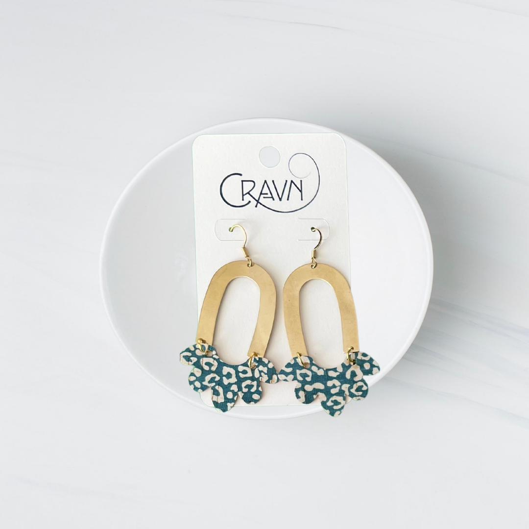 Cork & Brass Flower Earrings