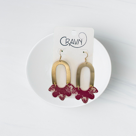 Cork & Brass Flower Earrings