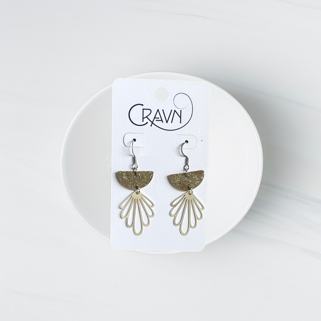 Cork & Silver Flower Earrings