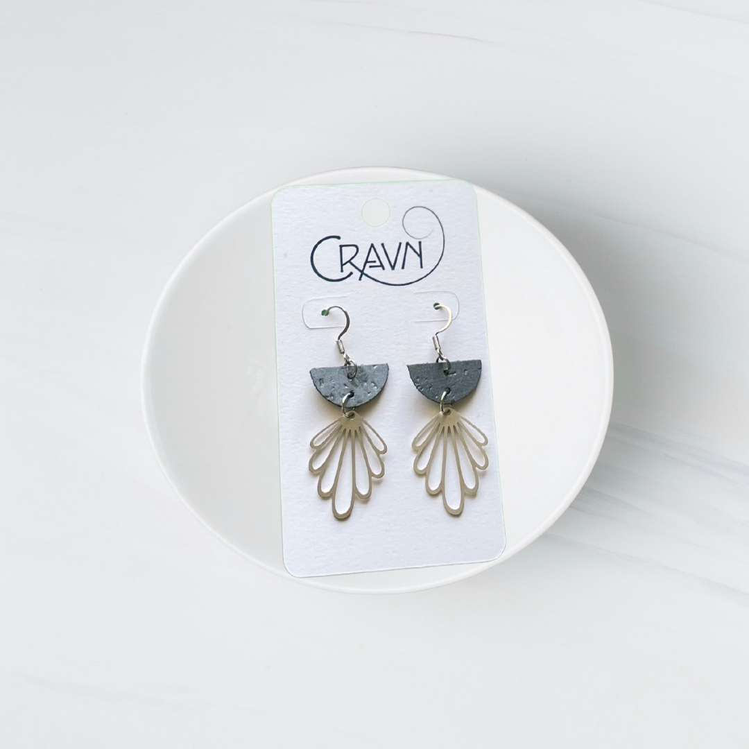 Cork & Silver Flower Earrings