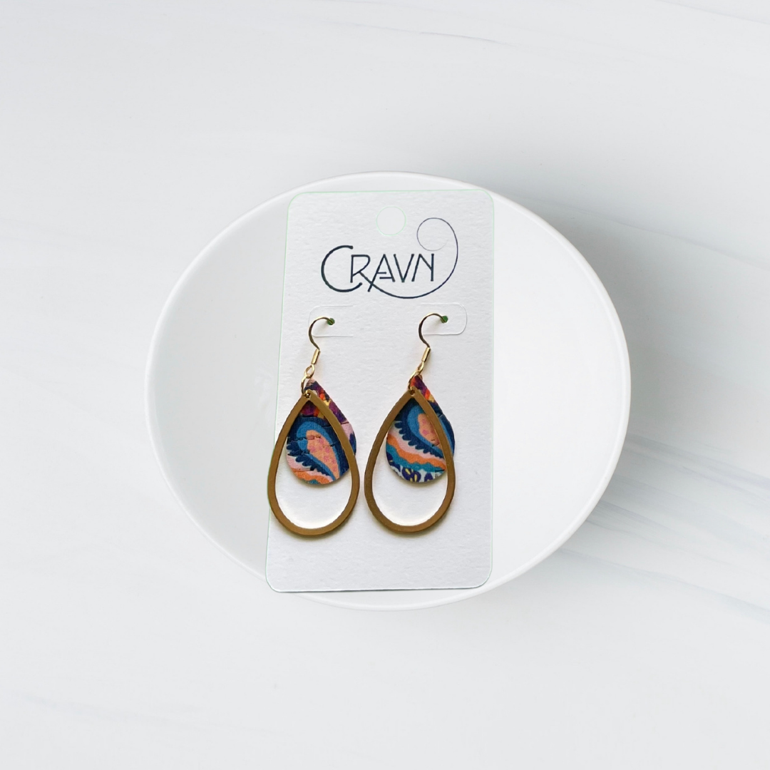 Cork & Brass Teardrops Earrings (Vegan-Friendly)