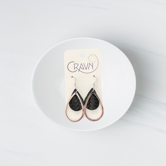 Leather & Silver Teardrop Earrings