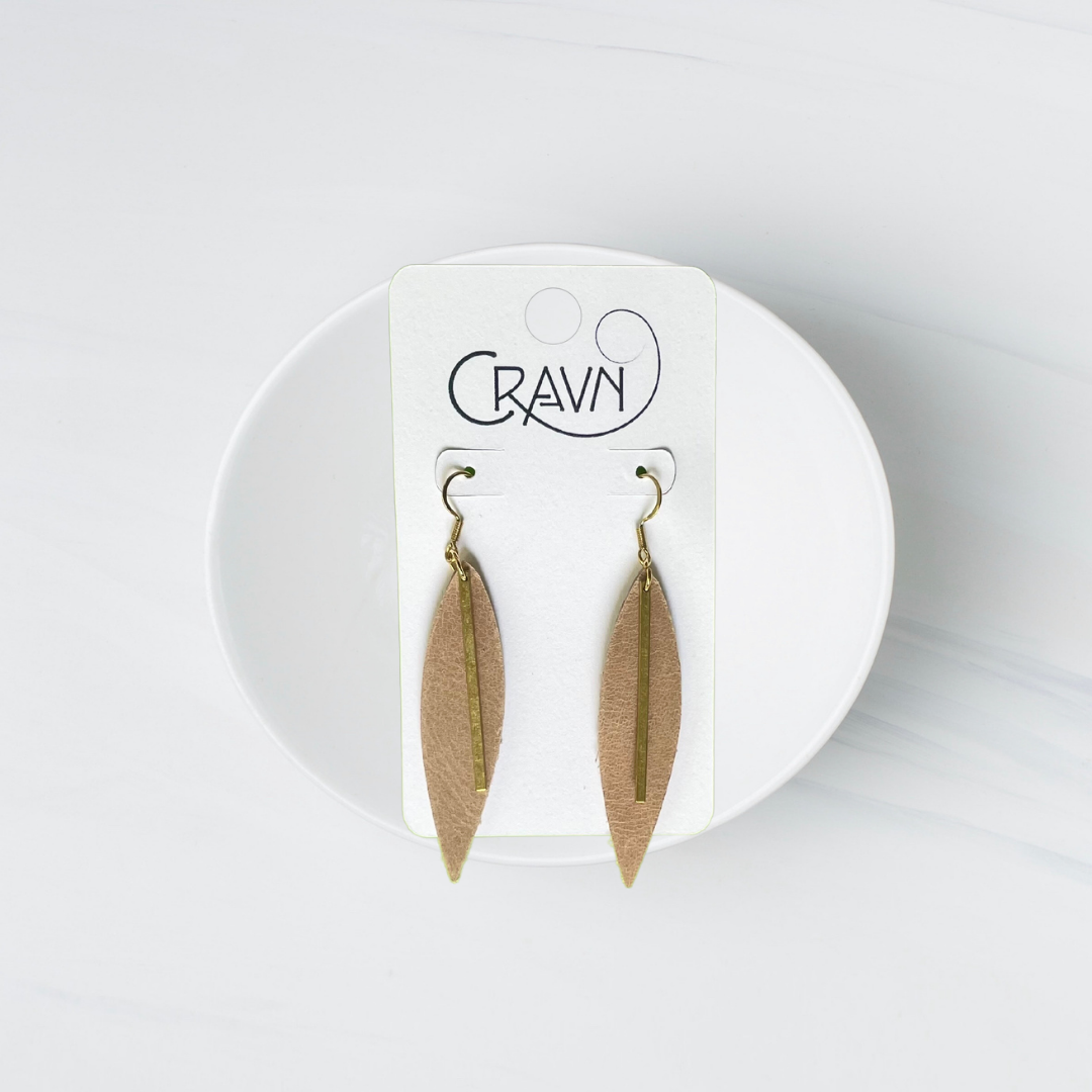 Leather & Brass Raindrop Earrings