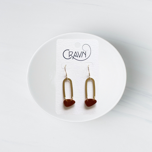 Leather & Brass Arch Earrings