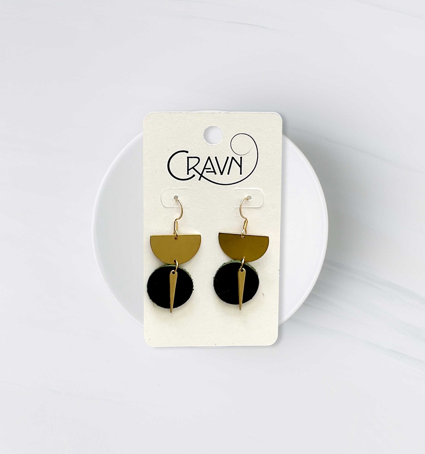 Green Upcycled Leather Earrings for Women