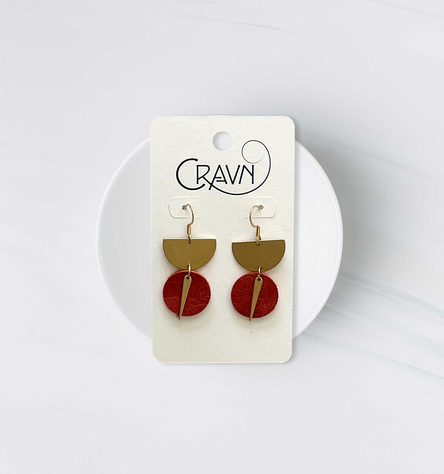 Orange Handmade Leather Earrings