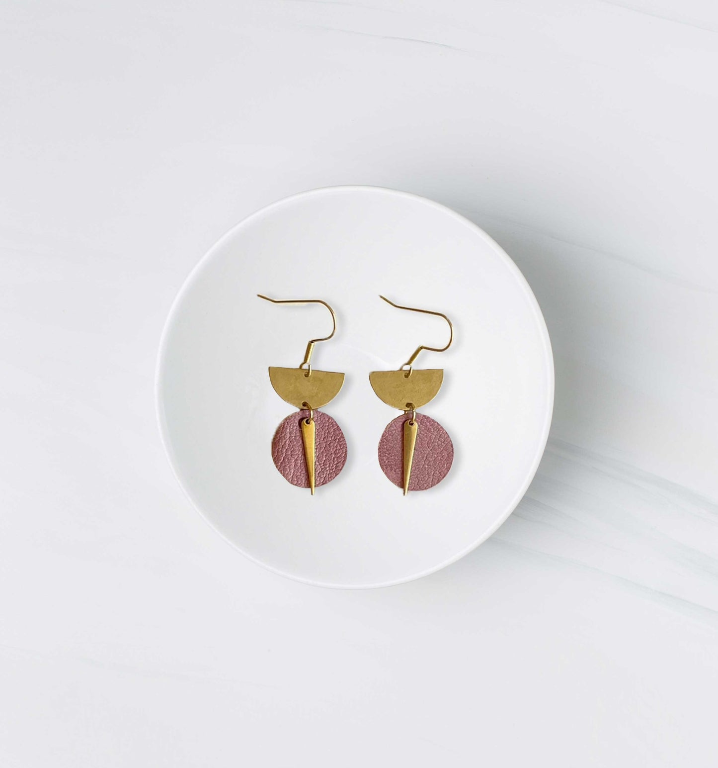 Pink Upcycled Leather Earrings