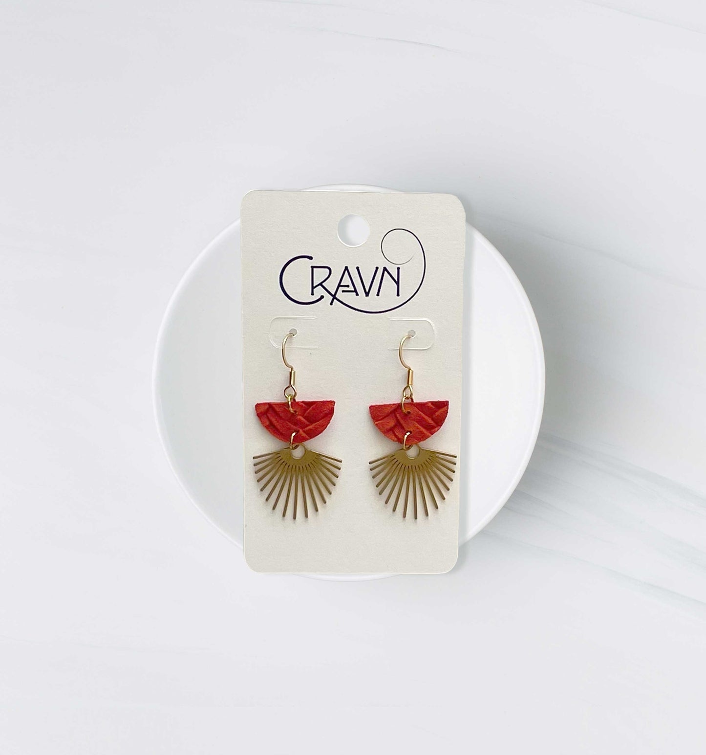Upcycled Leather Sun Ray Earrings