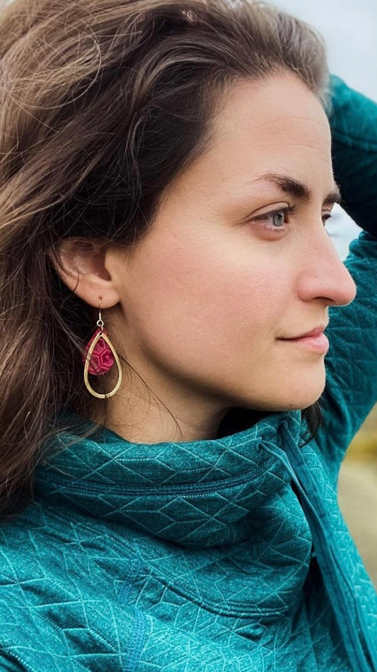 Upcycled Leather Teardrop Earrings