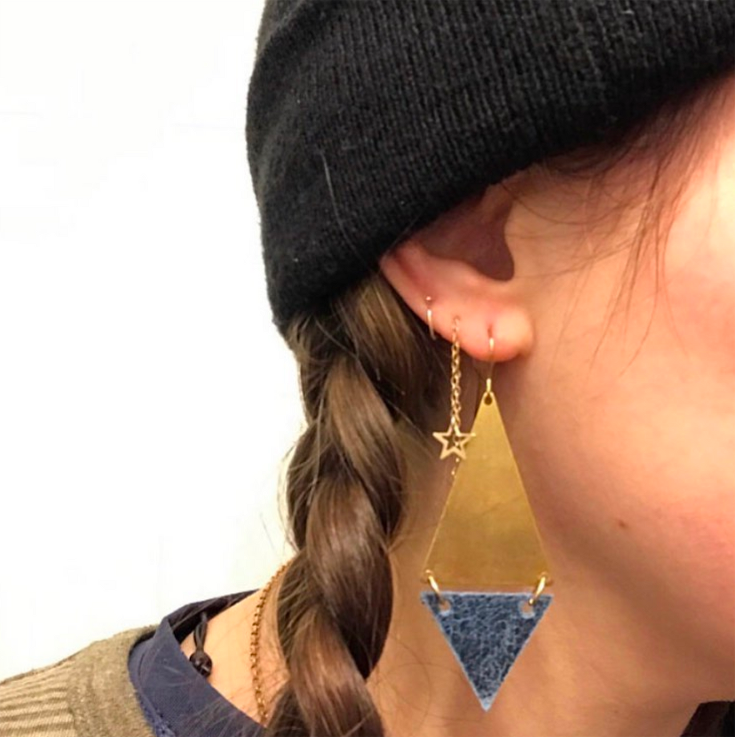 Upcycled Triangle Earrings