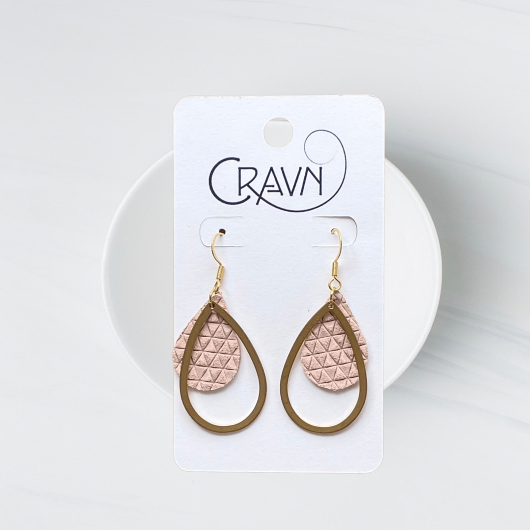 Leather & Brass Teardrop Earrings