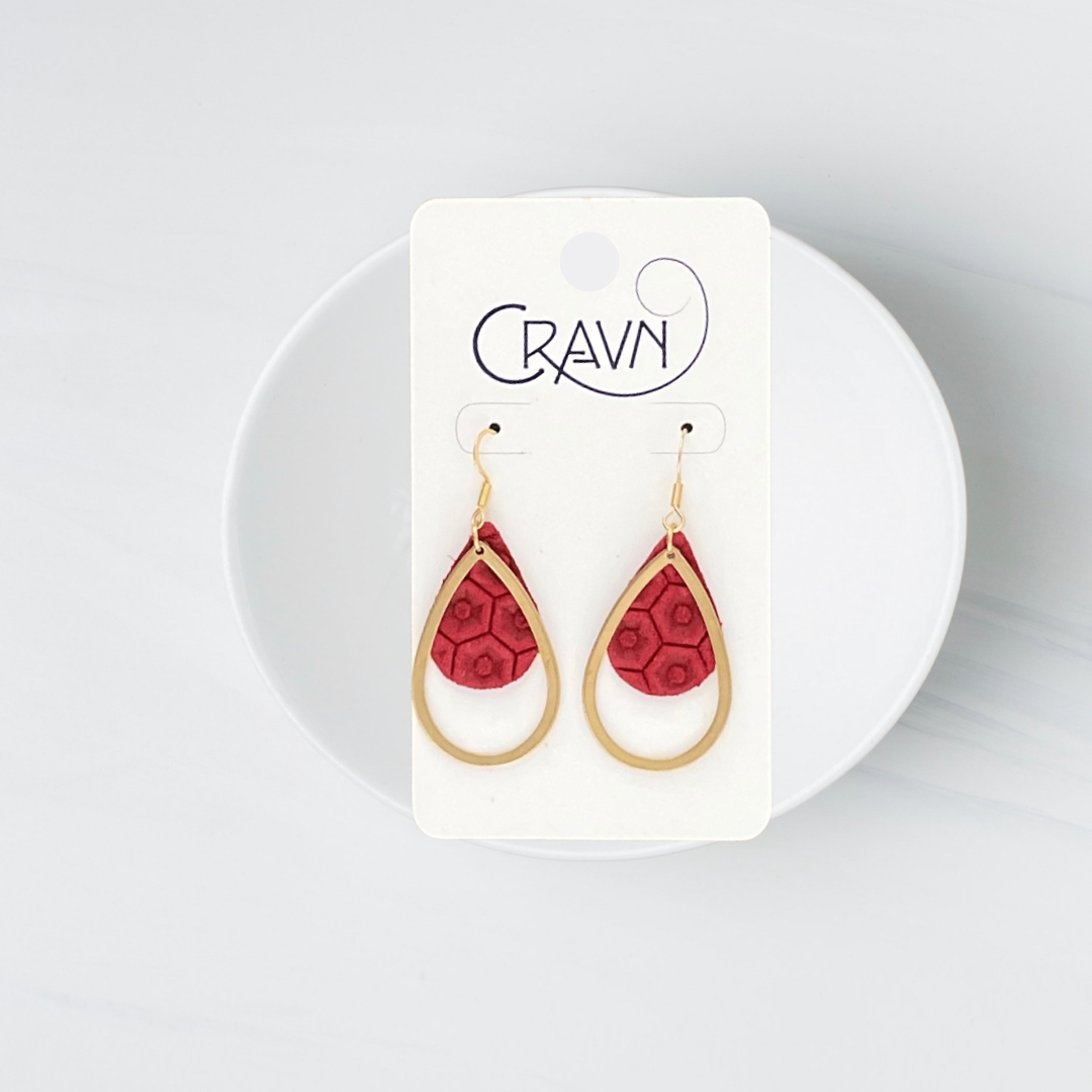 Leather & Brass Teardrop Earrings