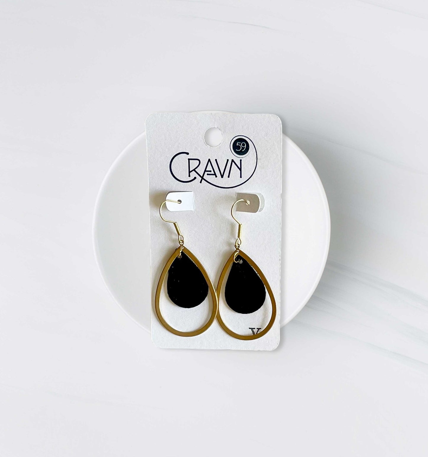 upcycled cork teardrop earrings