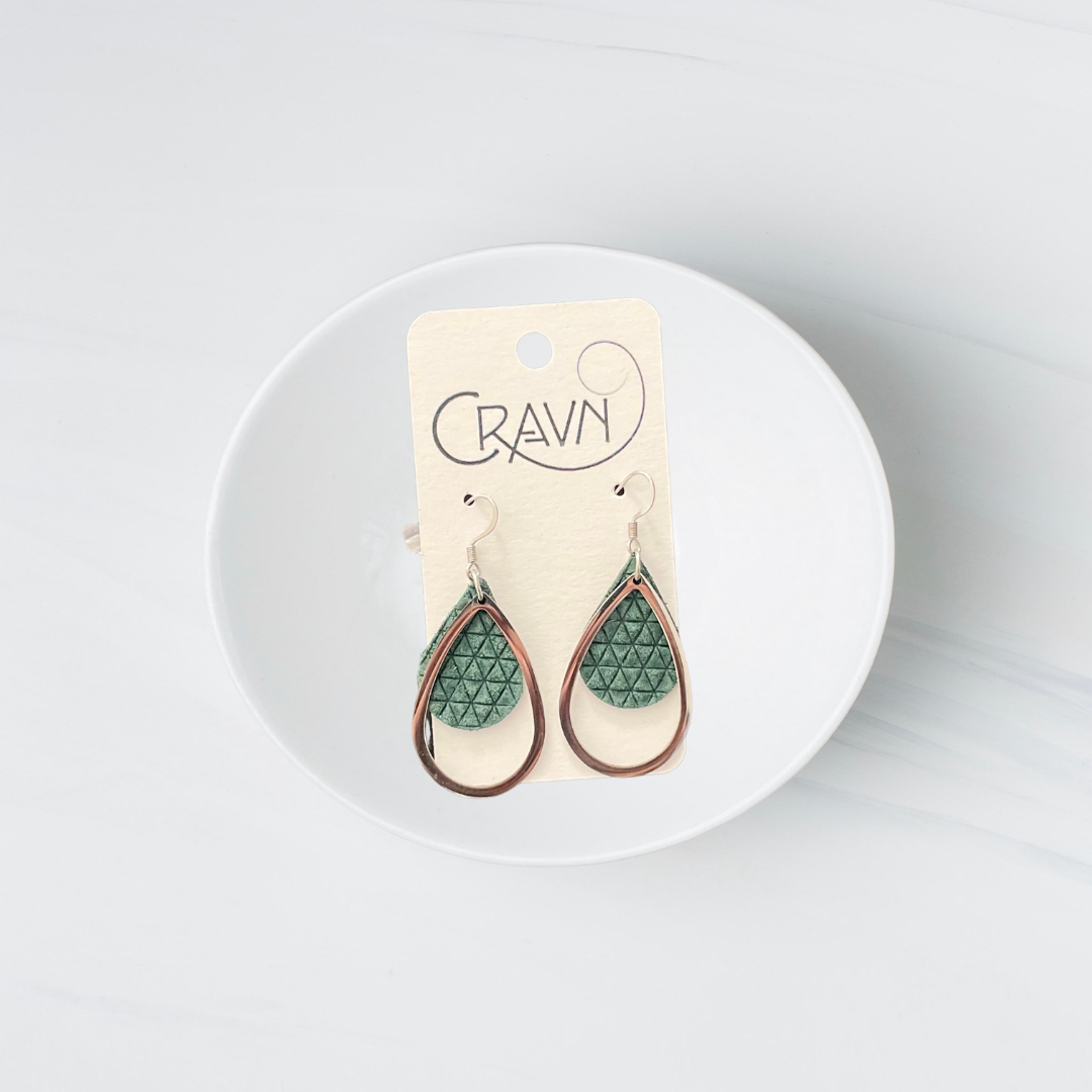 Leather & Silver Teardrop Earrings