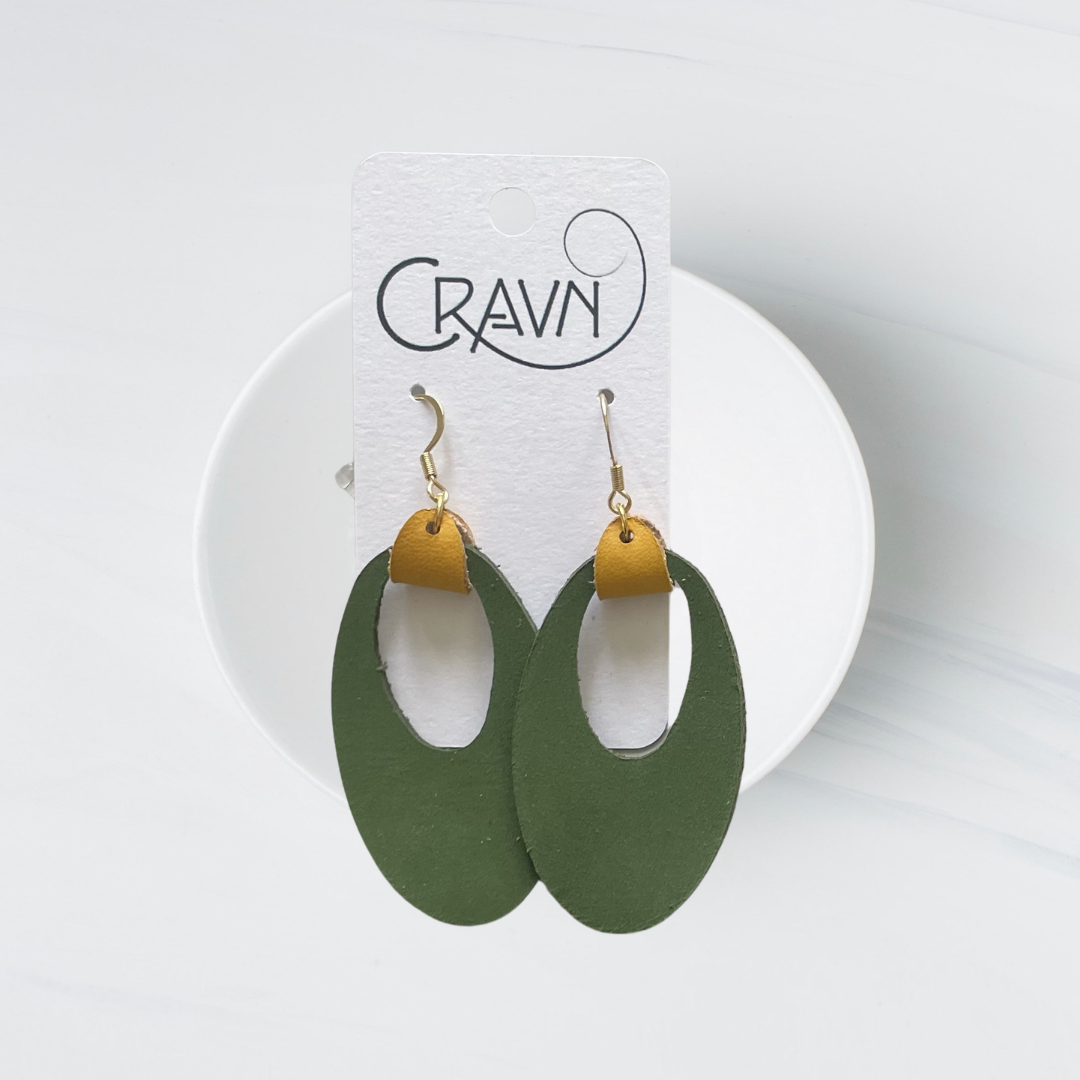 Retro Oval Green Earrings
