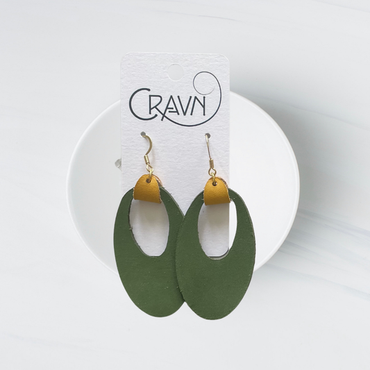Retro Oval Green Earrings