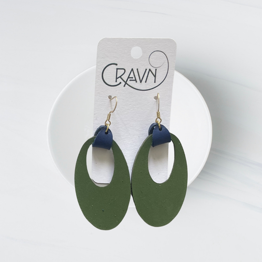 Retro Oval Green Earrings