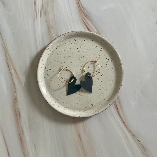 Cork Heart Hoop Earrings