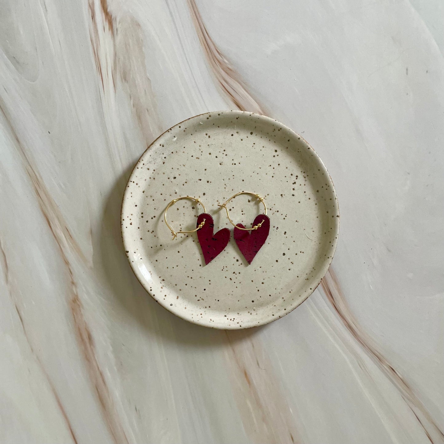 Cork Heart Hoop Earrings