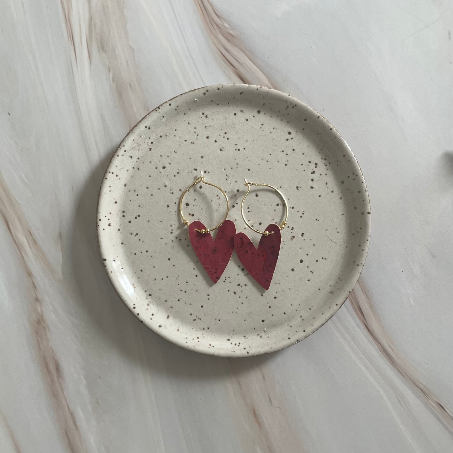 Cork Heart Hoop Earrings