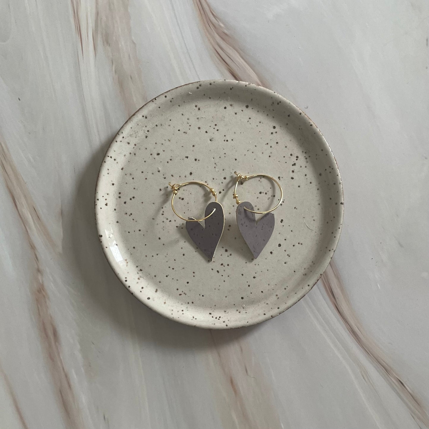 Cork Heart Hoop Earrings