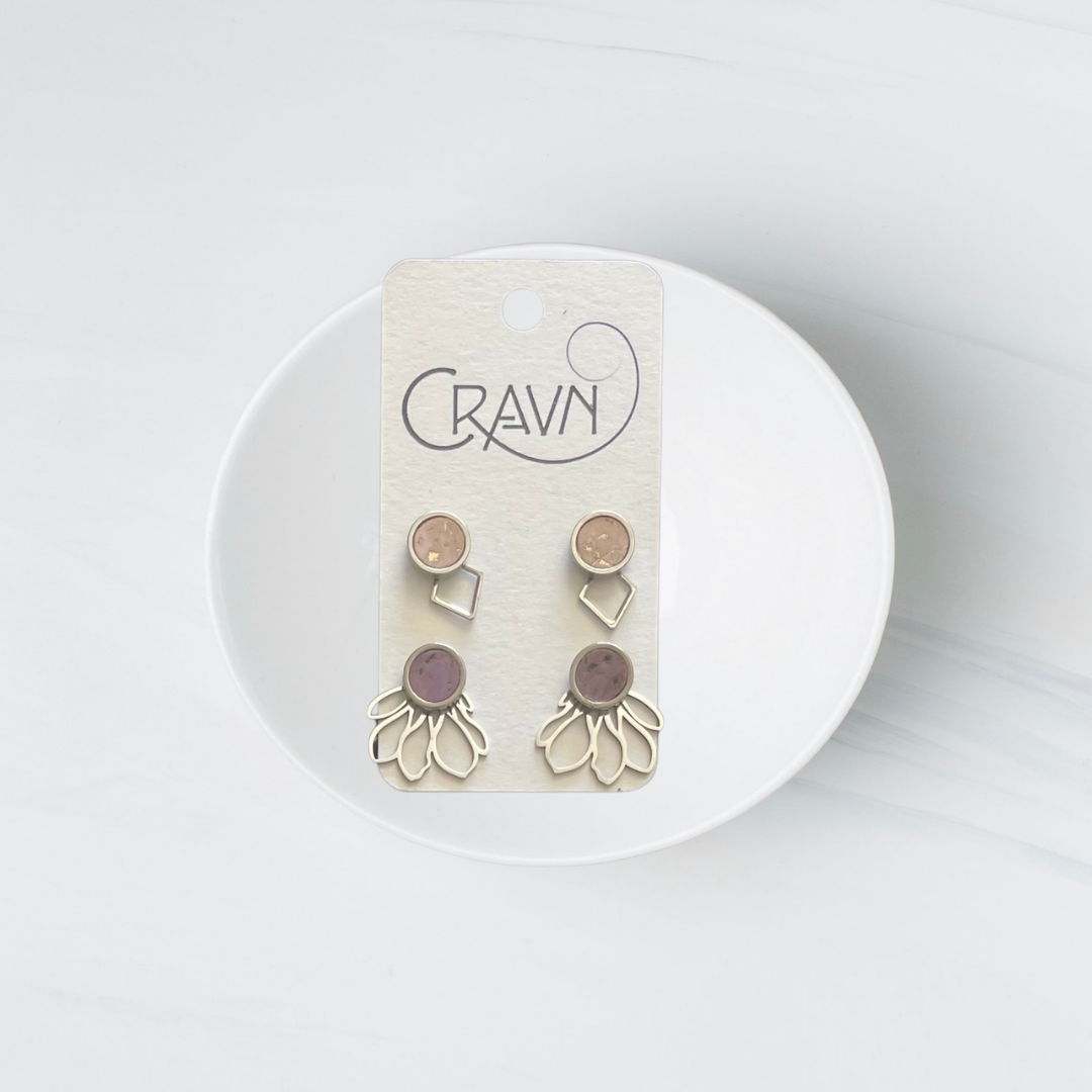 Interchangeable Studs Silver- Two Pairs