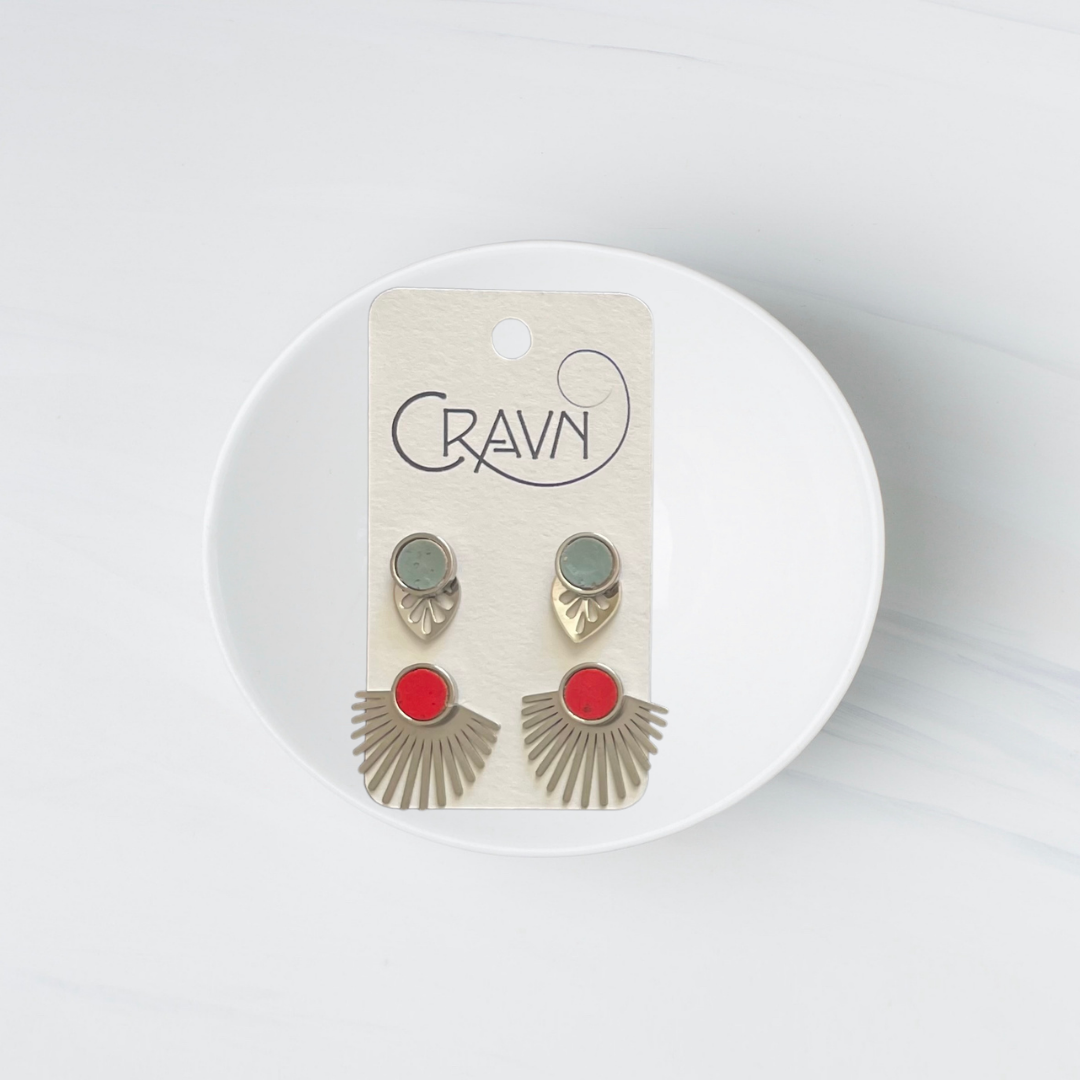 Interchangeable Studs Silver- Two Pairs
