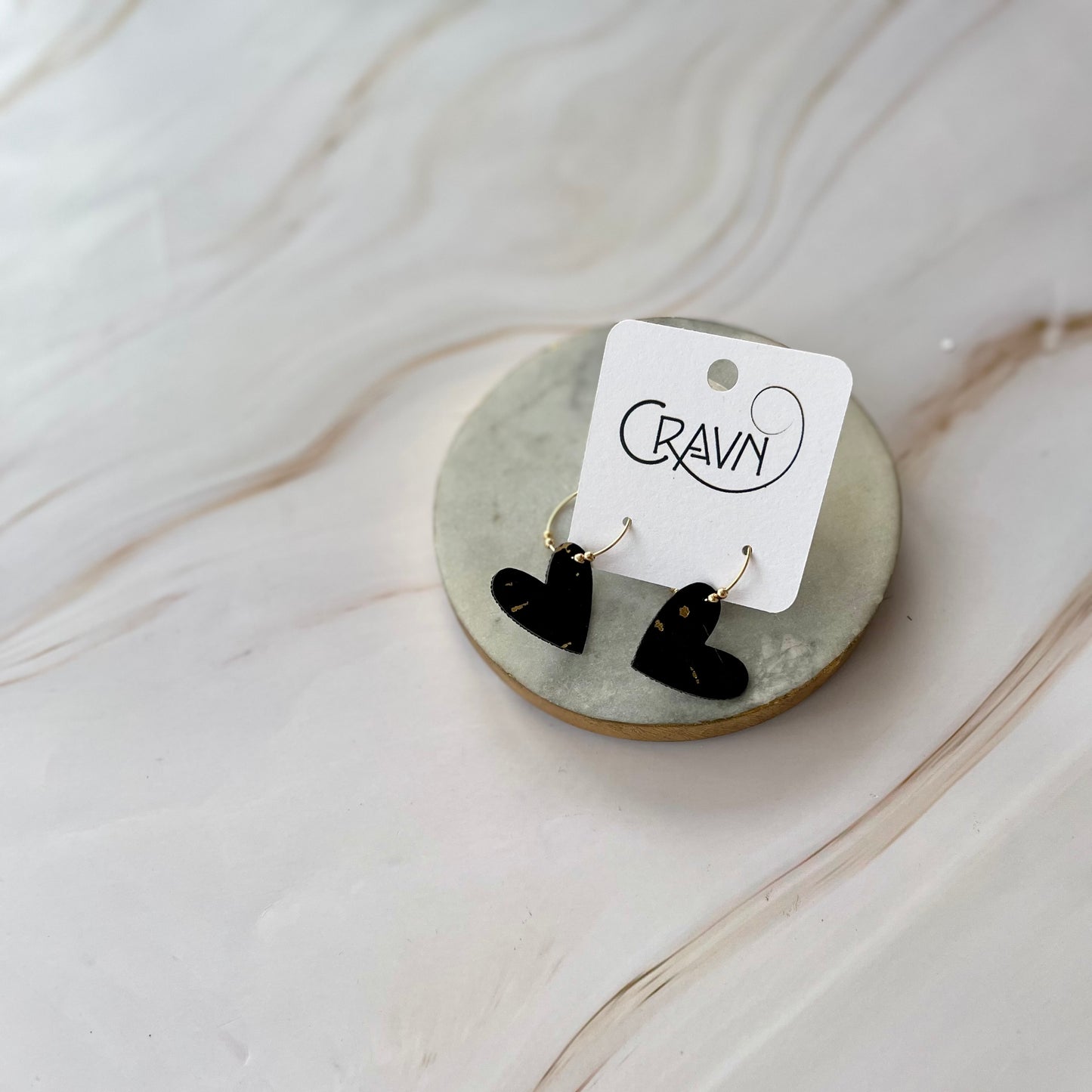 Heart Hoop Earrings - Brass