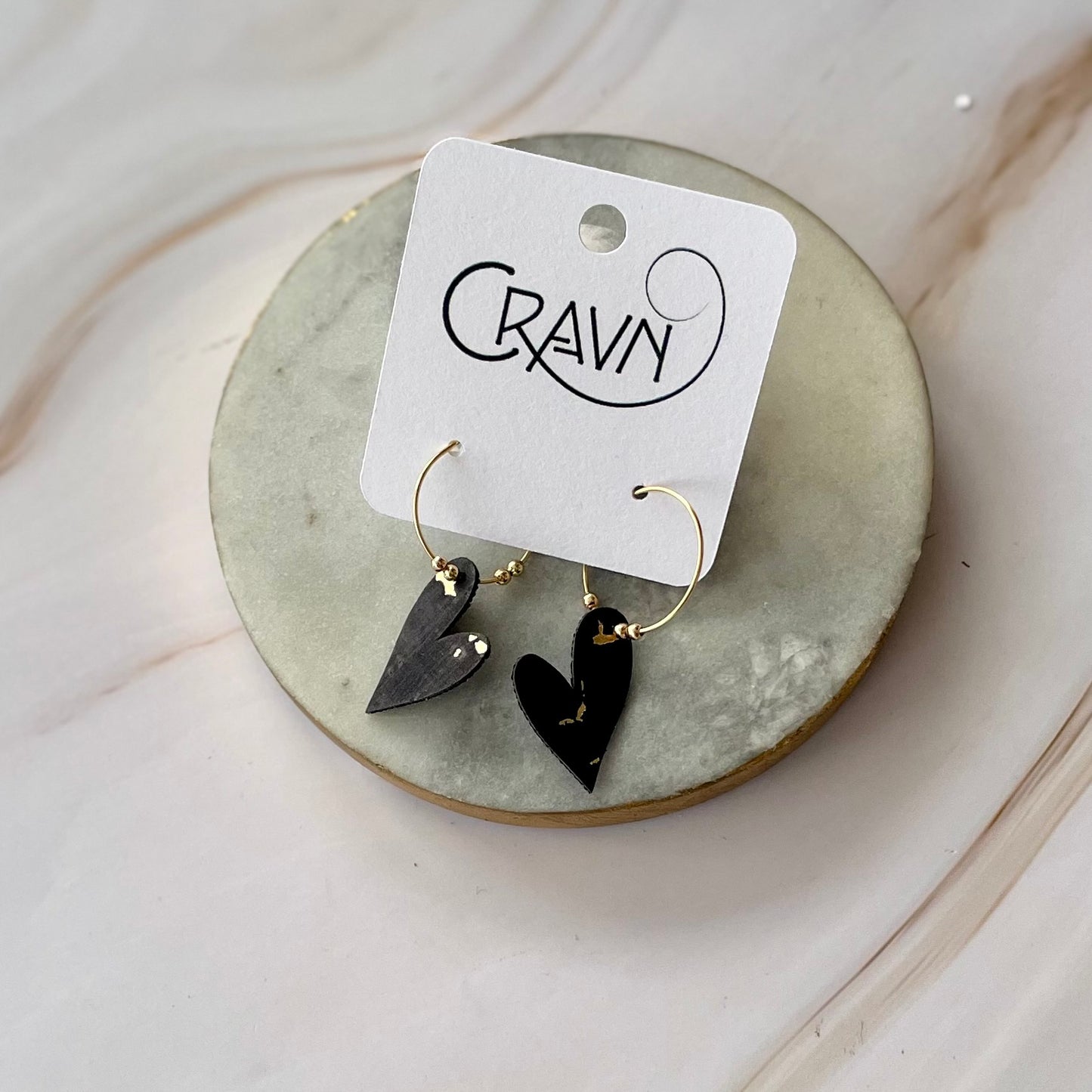 Heart Hoop Earrings - Brass