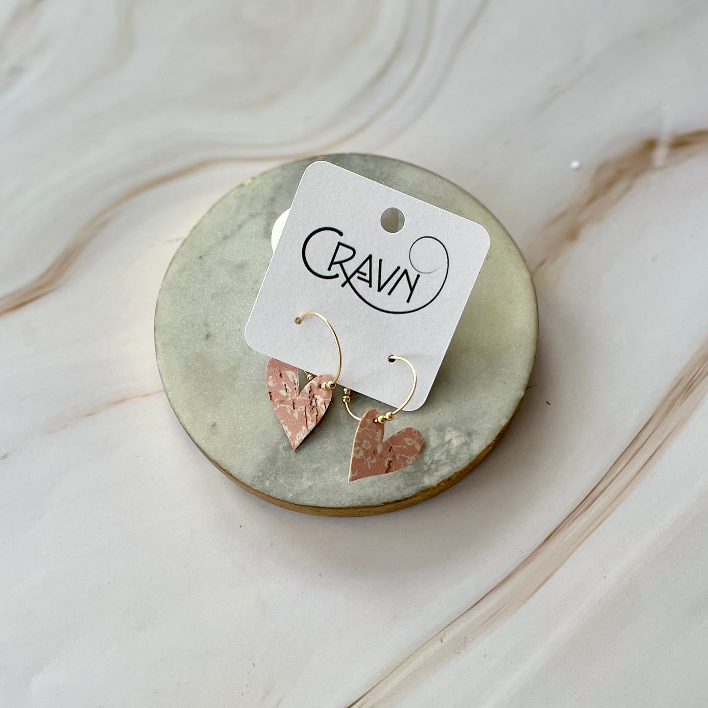 Heart Hoop Earrings - Brass