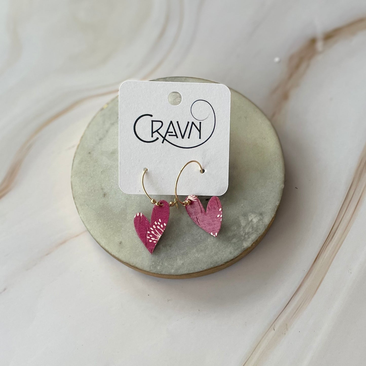 Heart Hoop Earrings - Brass