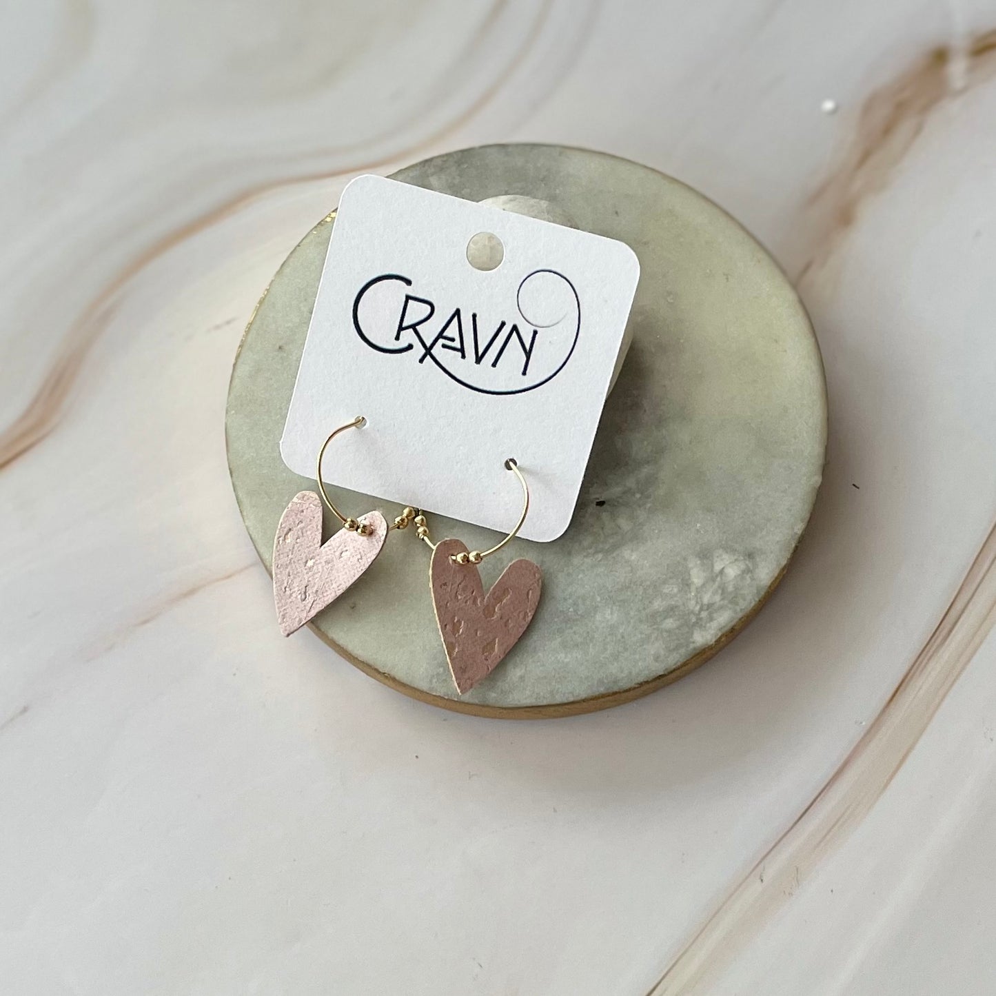 Heart Hoop Earrings - Brass
