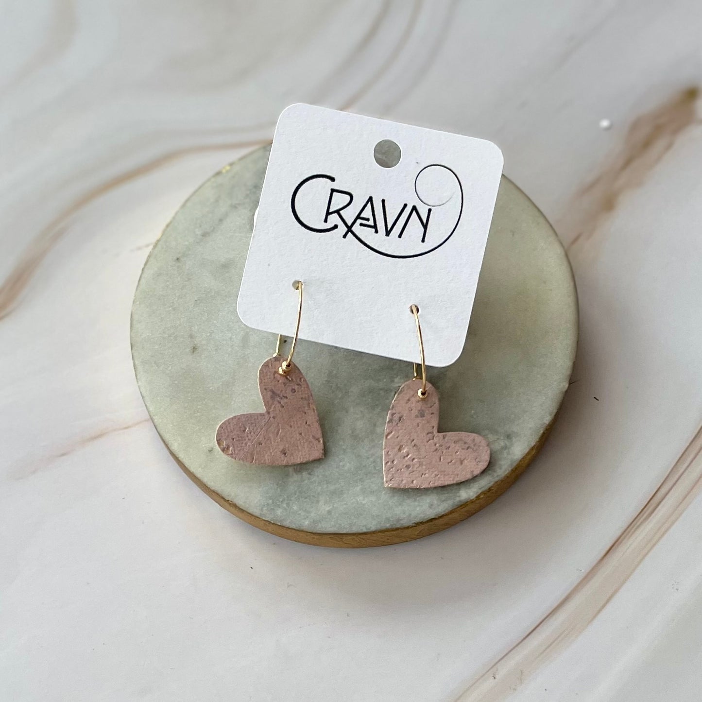 Heart Hoop Earrings - Brass