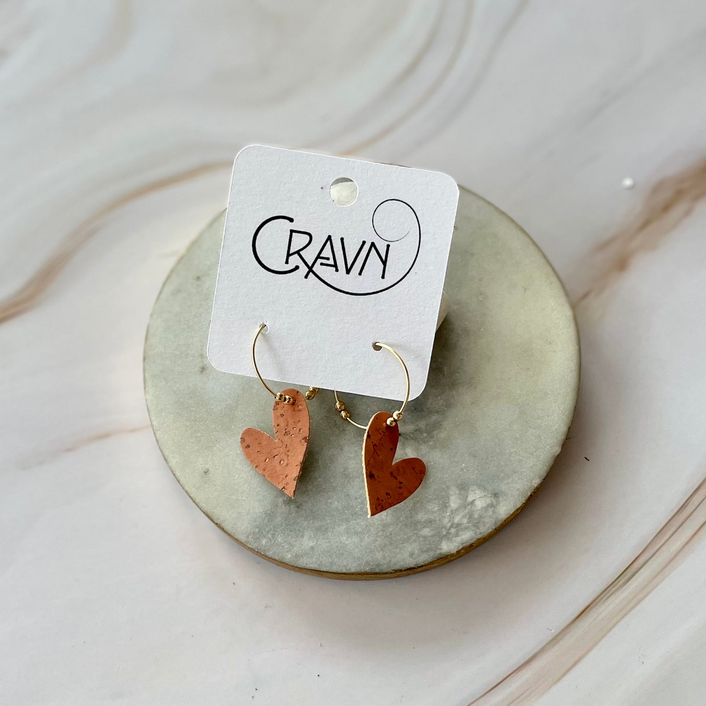 Heart Hoop Earrings - Brass