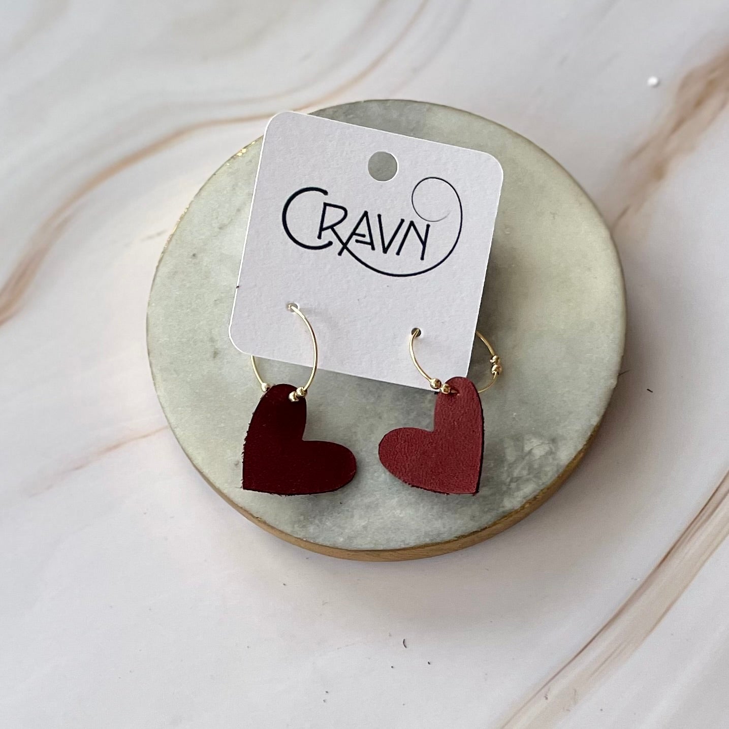 Heart Hoop Earrings - Brass