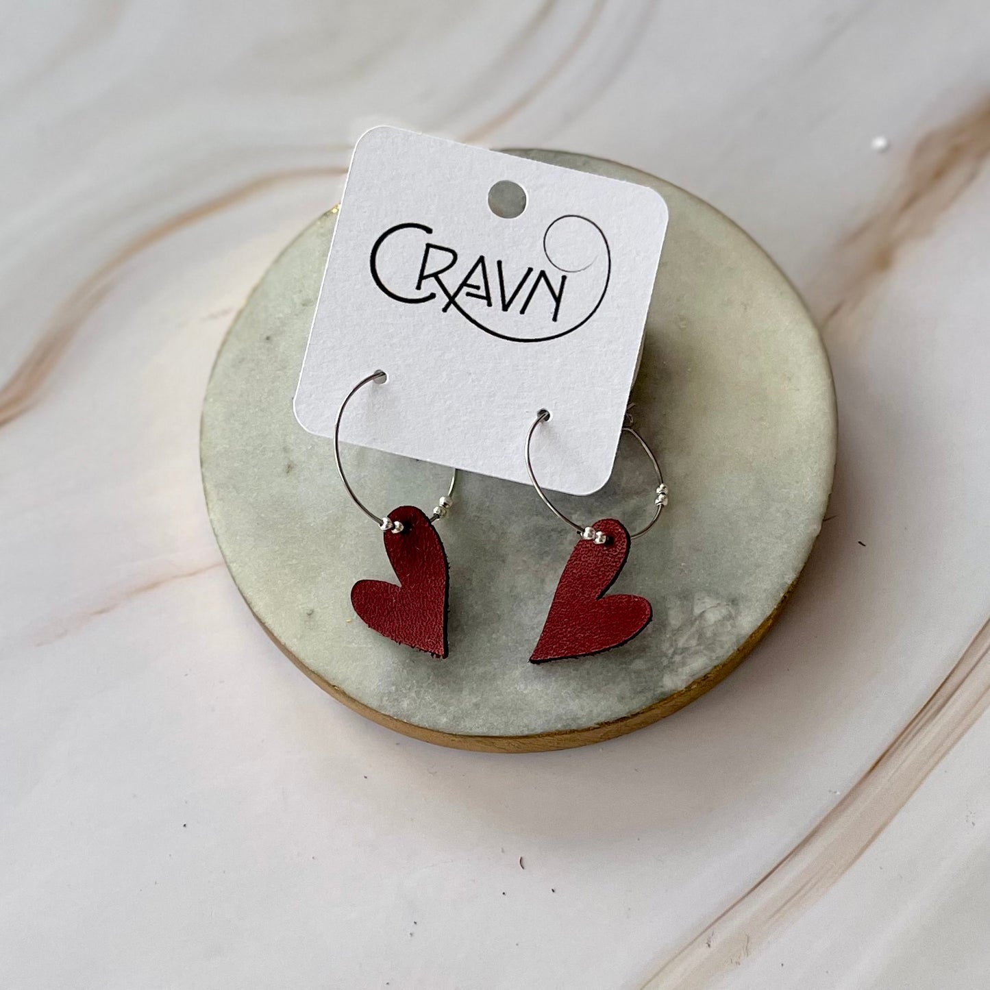 Heart Hoop Earrings - Brass