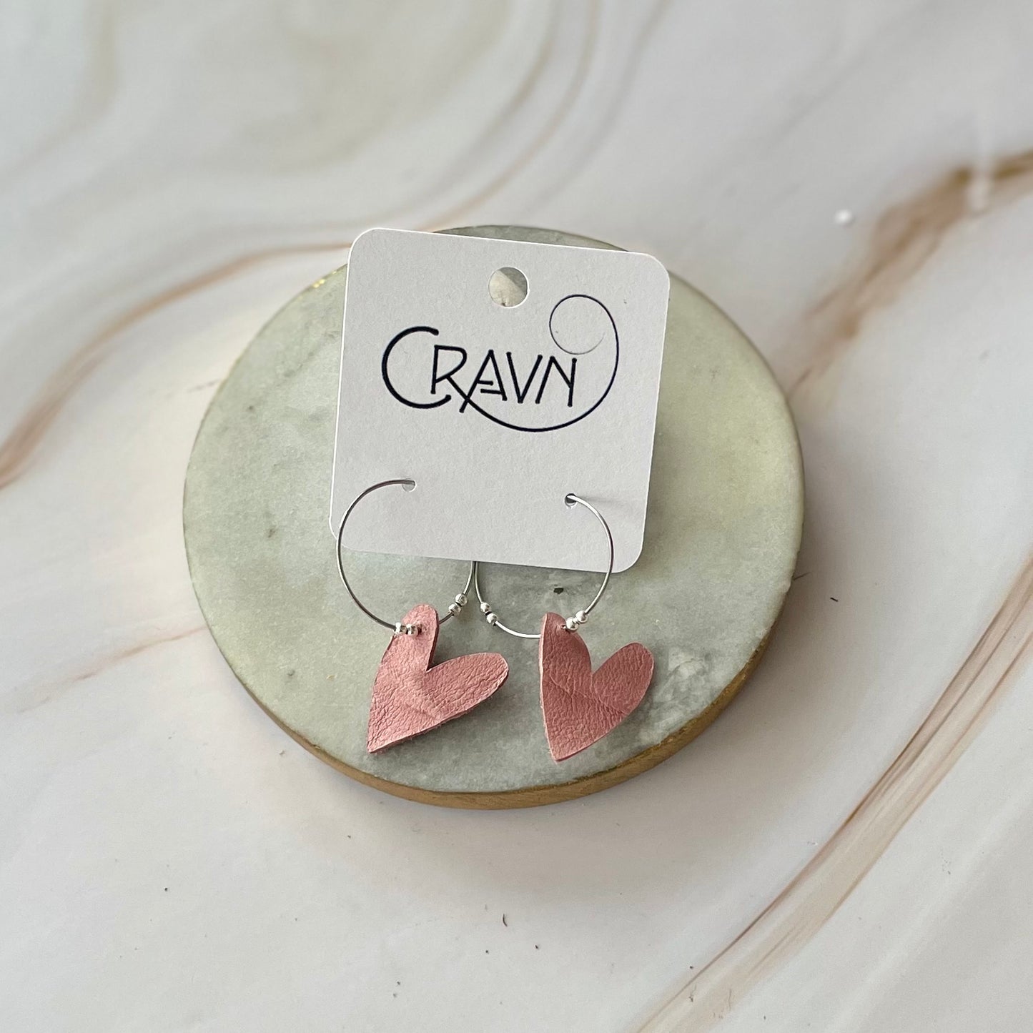 Heart Hoop Earrings - Brass