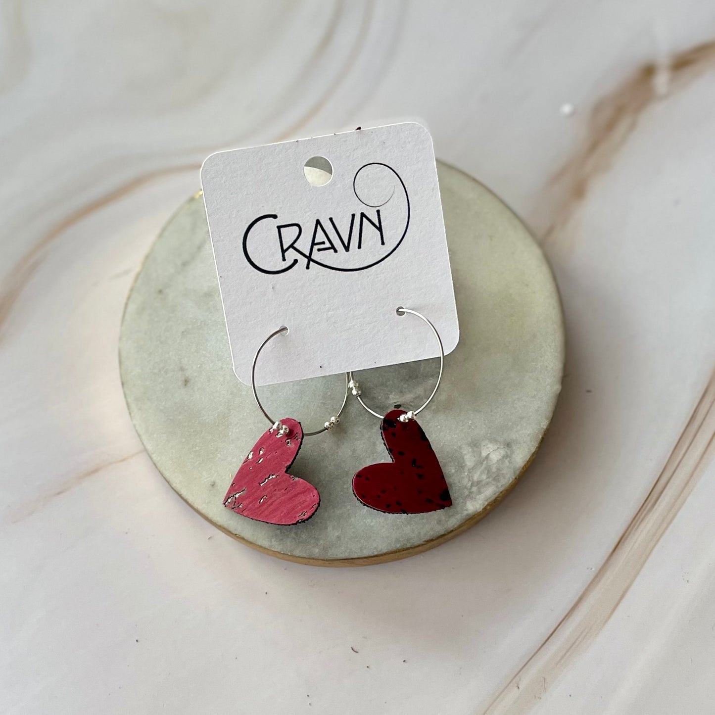 Heart Hoop Earrings - Brass