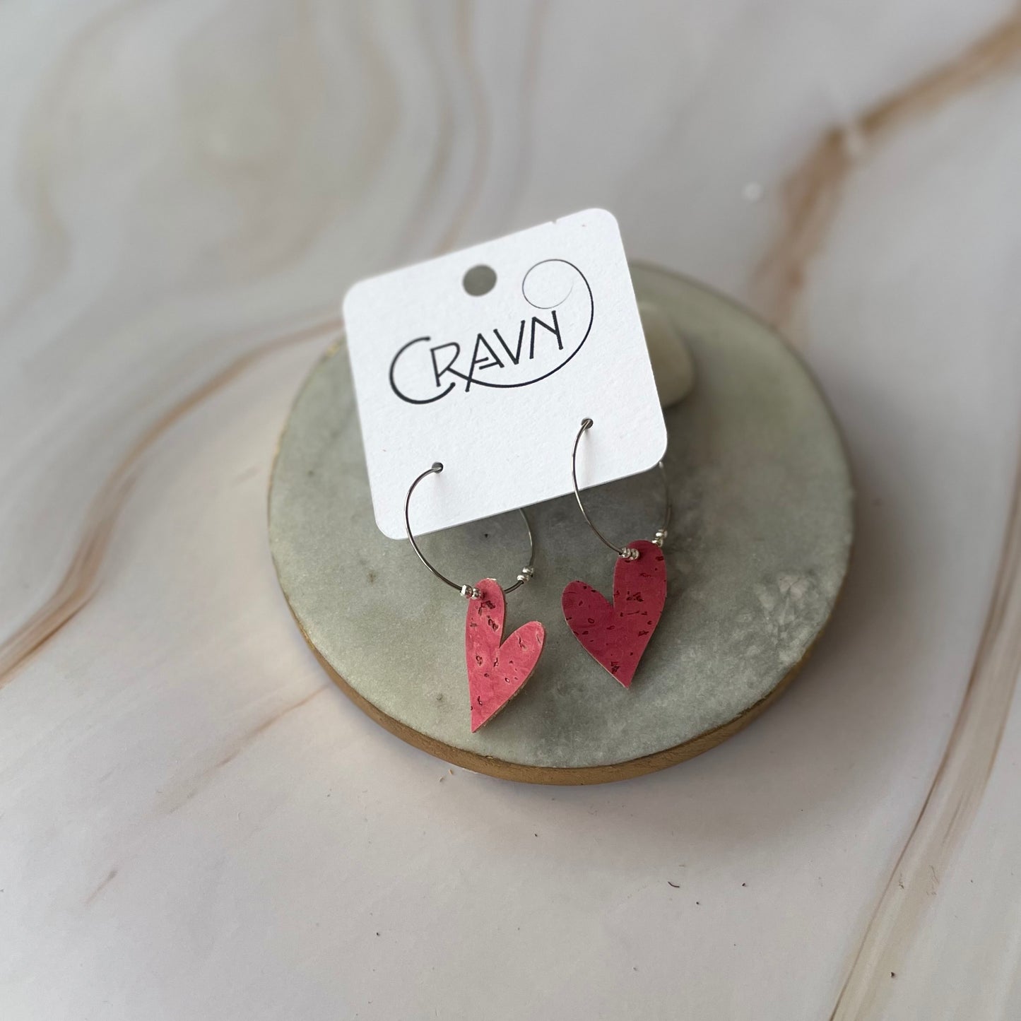 Heart Hoop Earrings - Brass
