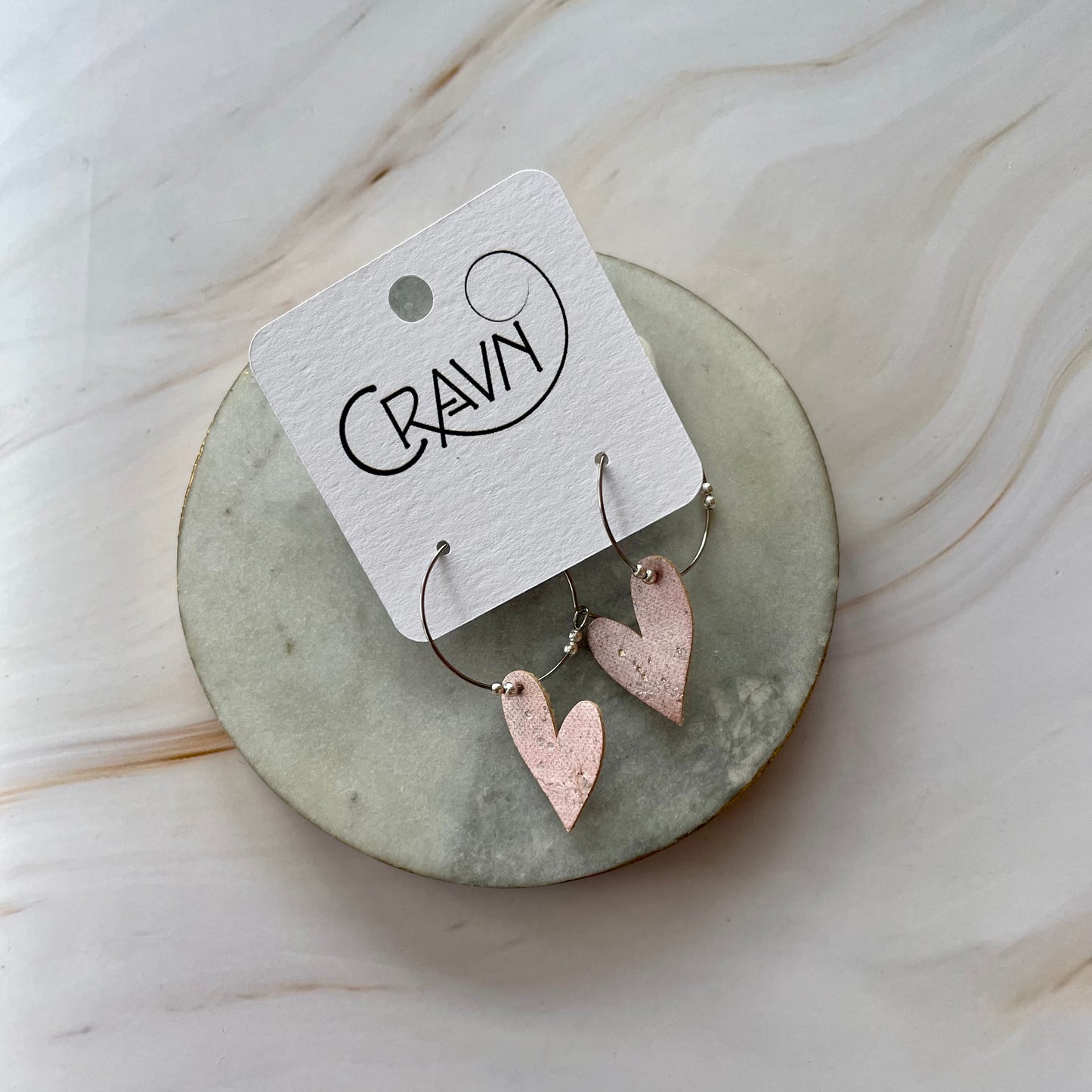 Heart Hoop Earrings - Brass