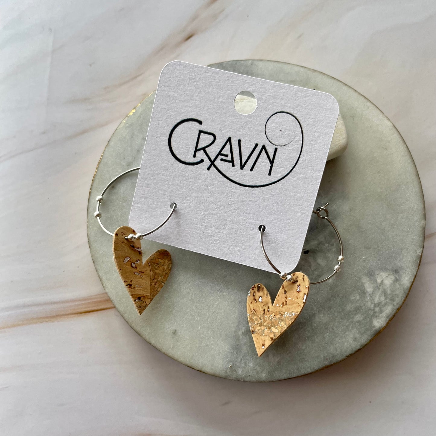 Heart Hoop Earrings - Brass