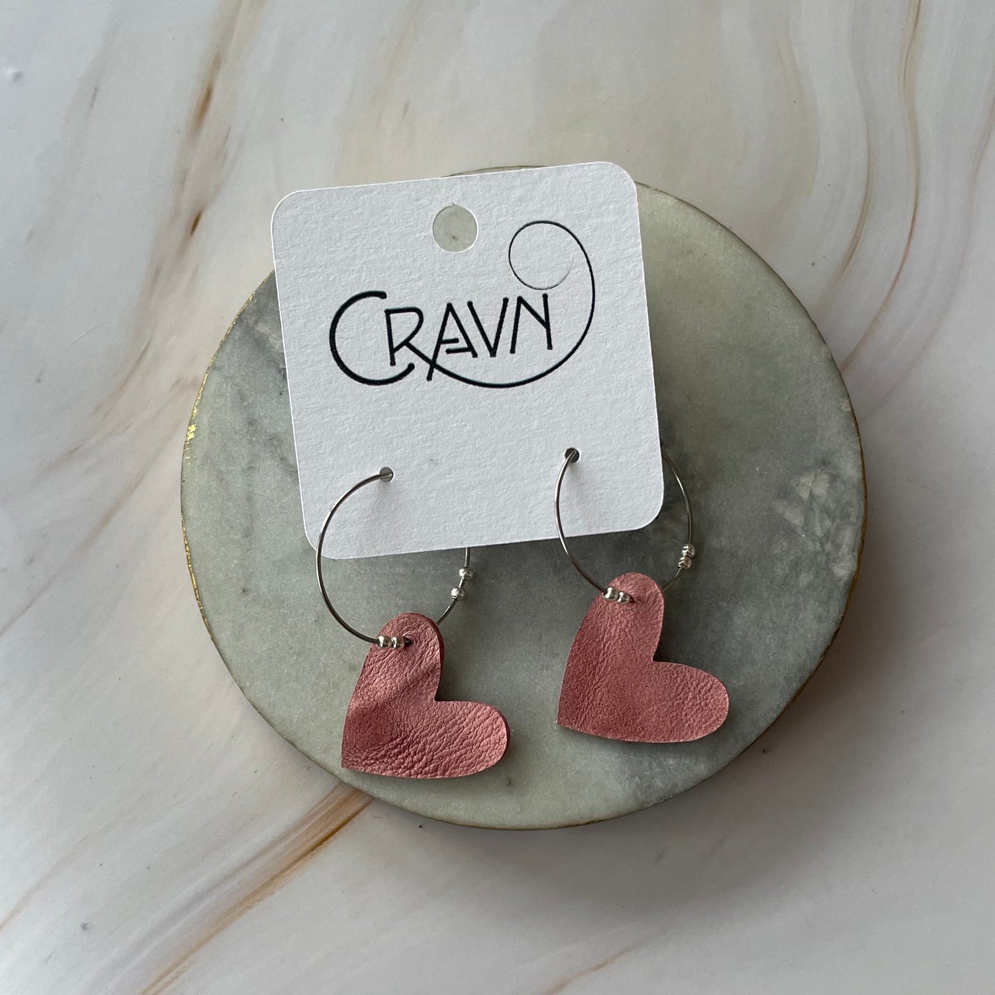 Heart Hoop Earrings - Brass