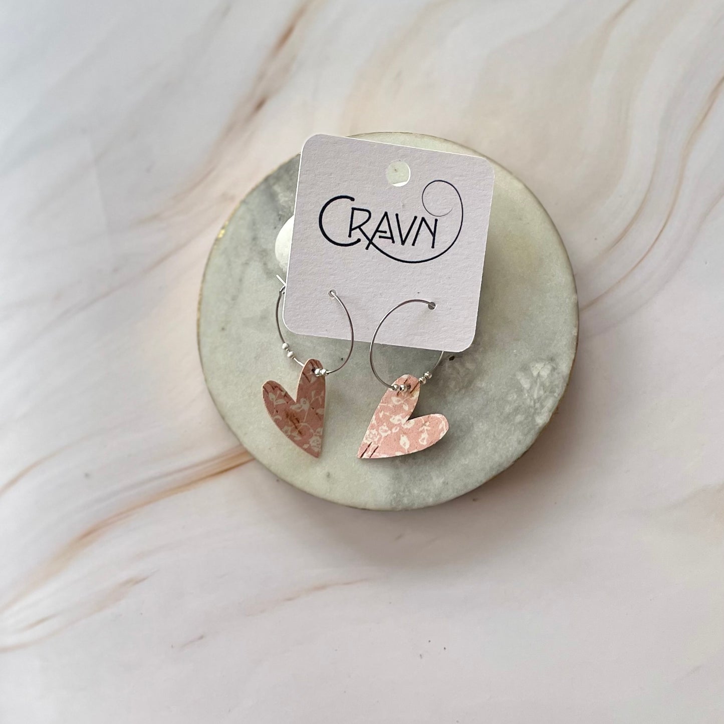 Heart Hoop Earrings - Brass