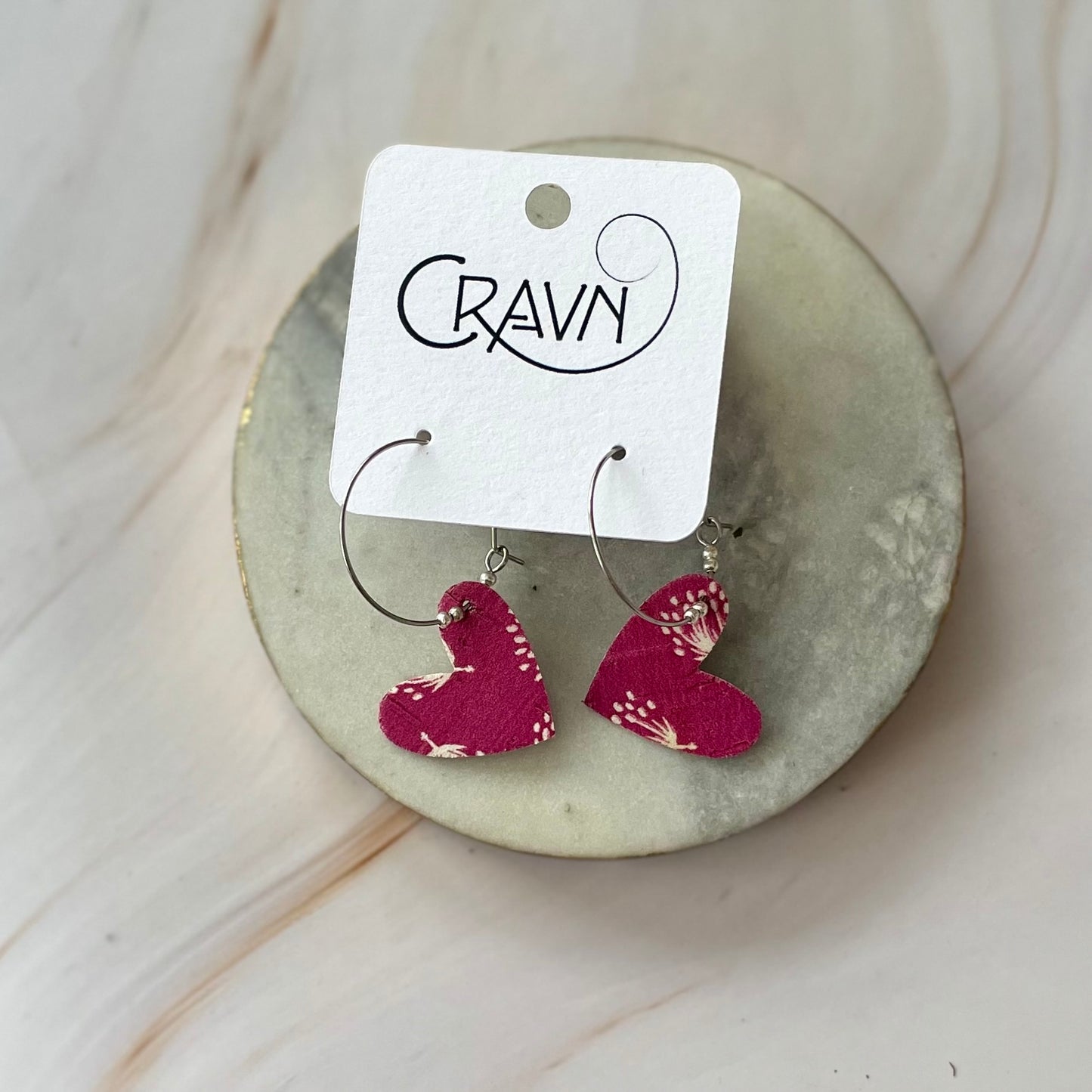 Heart Hoop Earrings - Brass