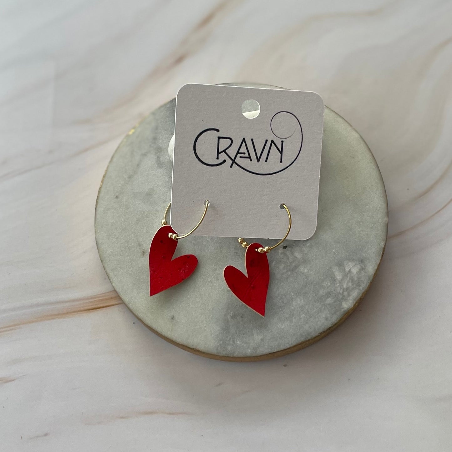 Heart Hoop Earrings - Brass