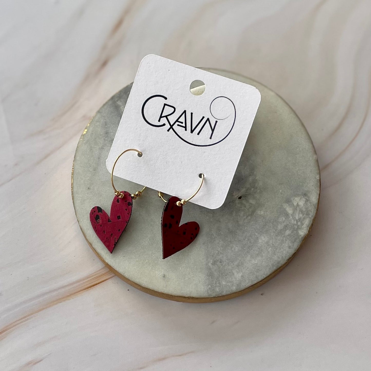 Heart Hoop Earrings - Brass