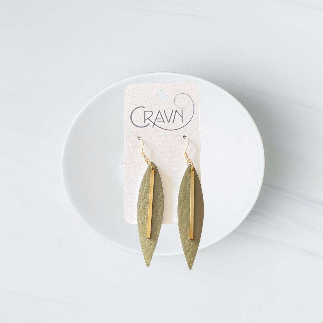 Leather & Brass Raindrop Earrings